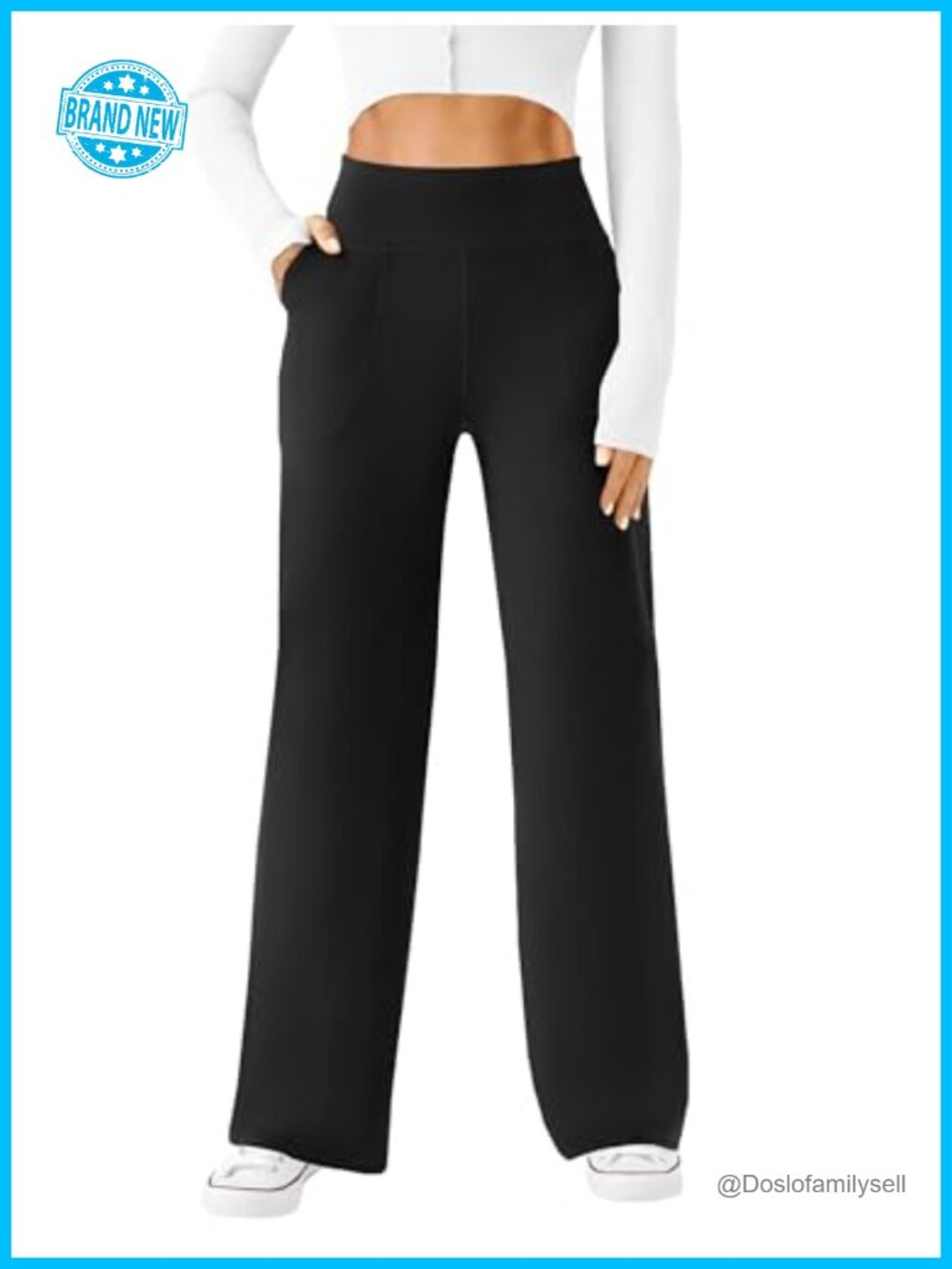 Wide Leg High Waist Yoga Pants with Pockets Soft Stretch